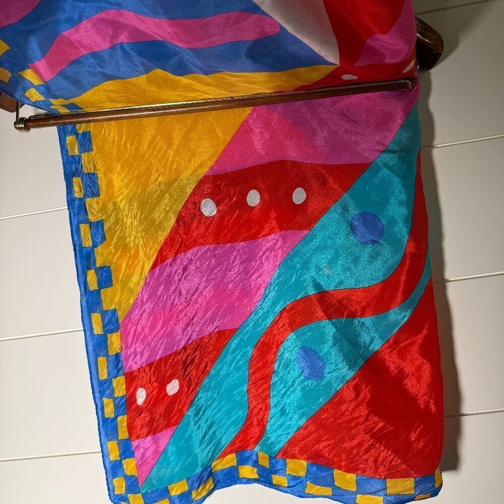 Ken Done 100% Silk Scarf 29" approx. Square Multicolor VIntage